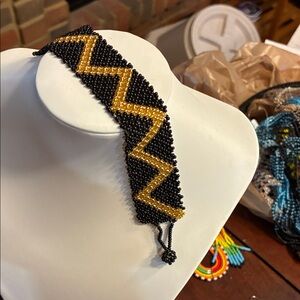African Black and Gold Beaded Bracelet